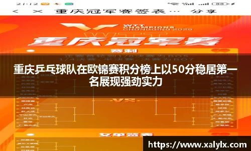 重庆乒乓球队在欧锦赛积分榜上以50分稳居第一名展现强劲实力